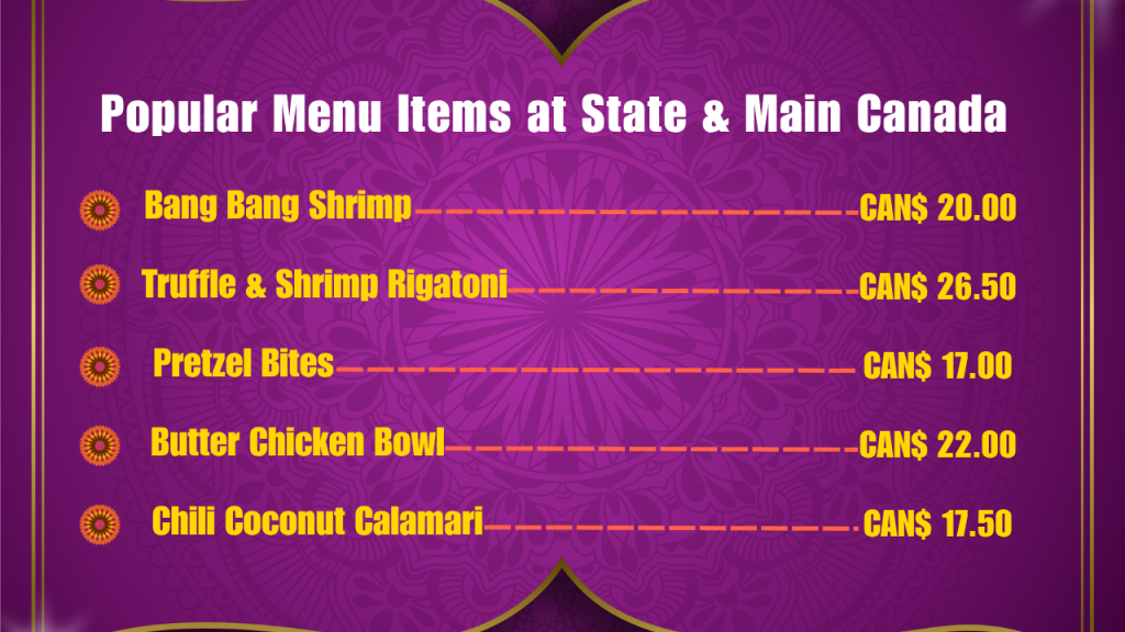 State & Main Menu Prices In Canada 2 Popular Menu Items at State & Main Canada