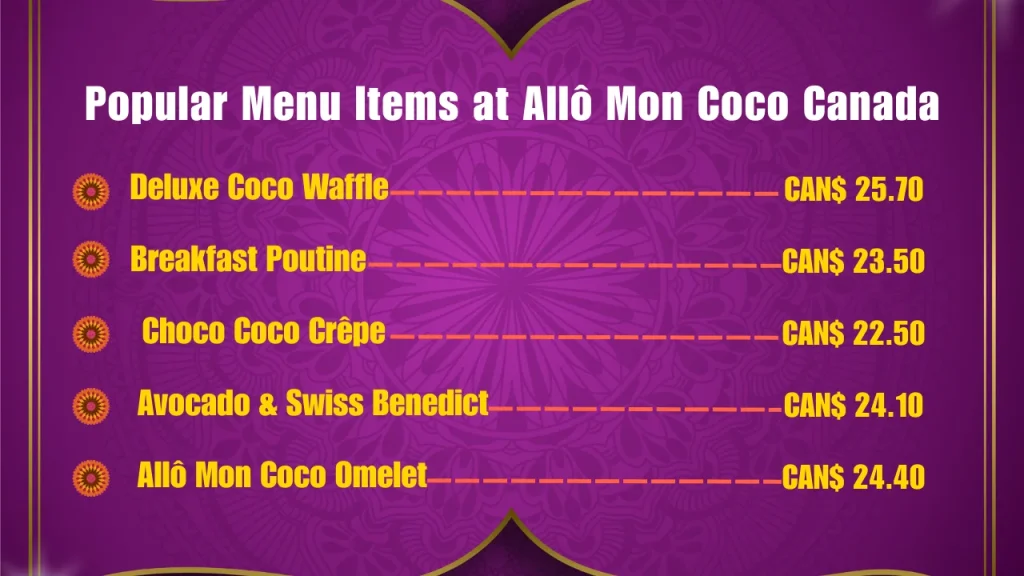 Popular Menu Items at Allô Mon Coco Canada