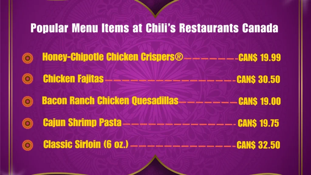 Chili’s Grill & Bar Menu Prices In Canada 2 Popular Menu Items at Chili’s Restaurants Canada