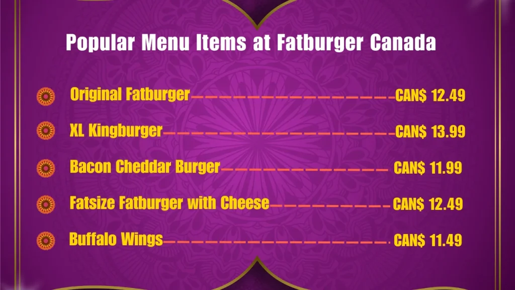 Most Popular Menu Items at Fatburger in Canada