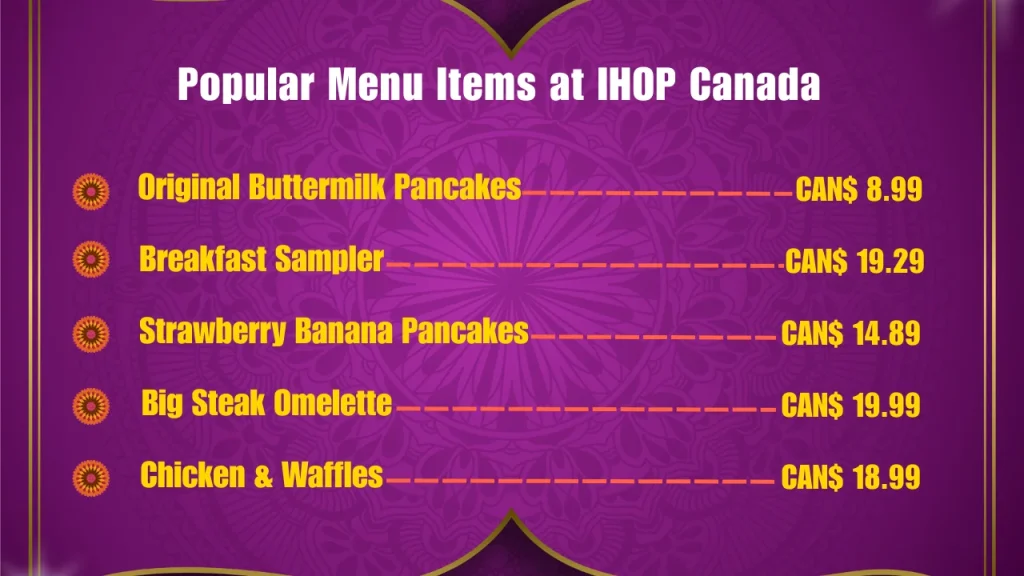 Most Popular Menu Items at IHOP Canada