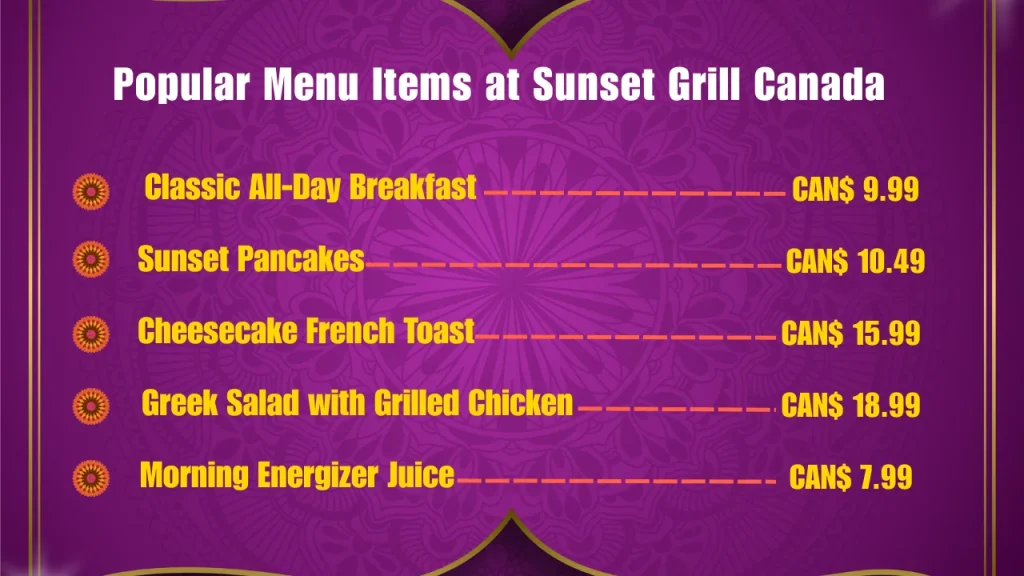 Sunset Grill Menu Prices In Canada 2 Most Popular Menu Items at Sunset Grill