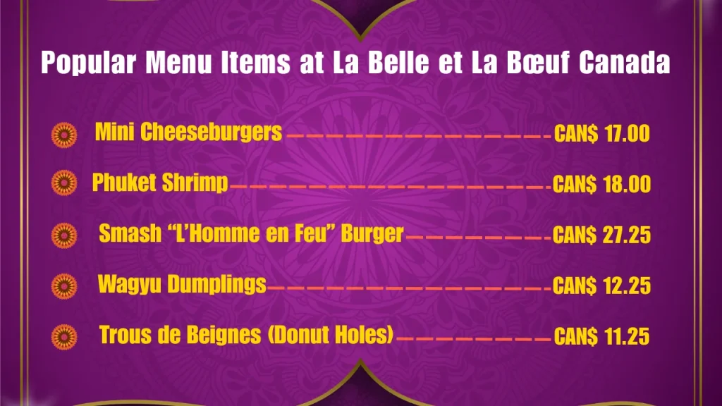 La Belle et La Boeuf Menu Prices In Canada 2 Popular Menu Items at La Belle et La Bœuf Canada