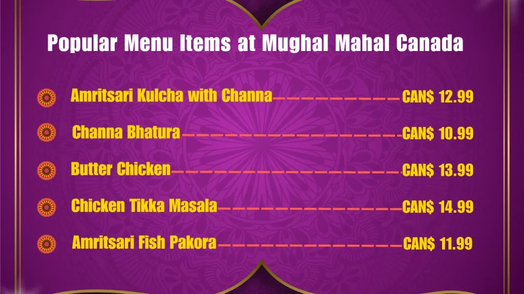Mughal Mahal Restaurant Menu Prices In Canada 2 Most Popular Menu Items at Mughal Mahal in Canada