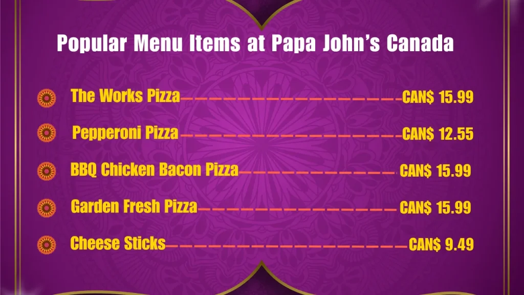 Papa John’s Menu Prices In Canada 2 Most Popular Papa John’s Menu Items in Canada