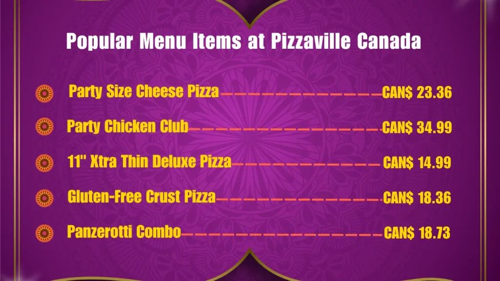Pizzaville Menu With Prices In Canada 2 Most Popular Pizzaville Menu Items in Canada