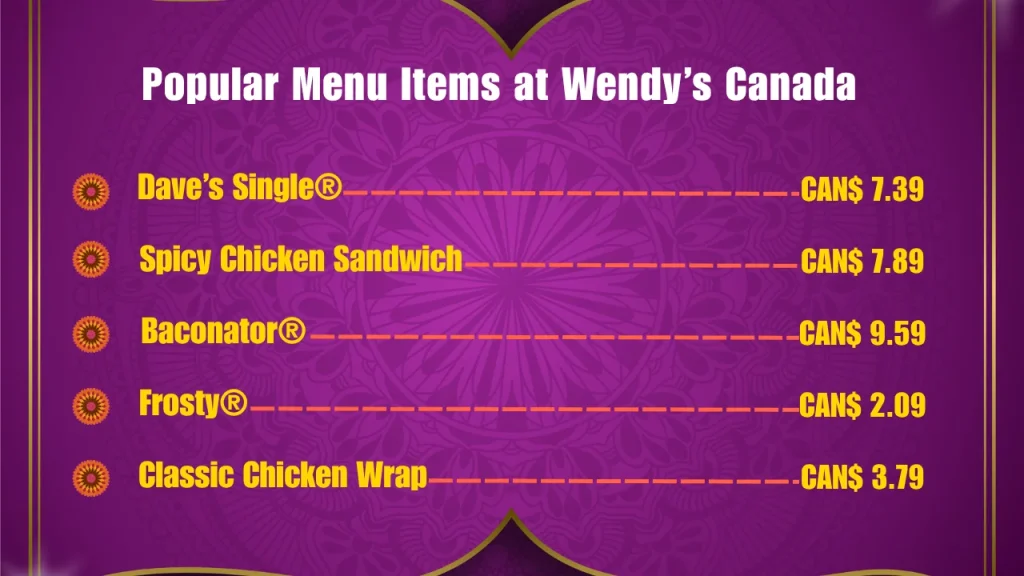 Wendy’s Menu With Prices In Canada 2 Most Popular Wendy’s Menu Items in Canada
