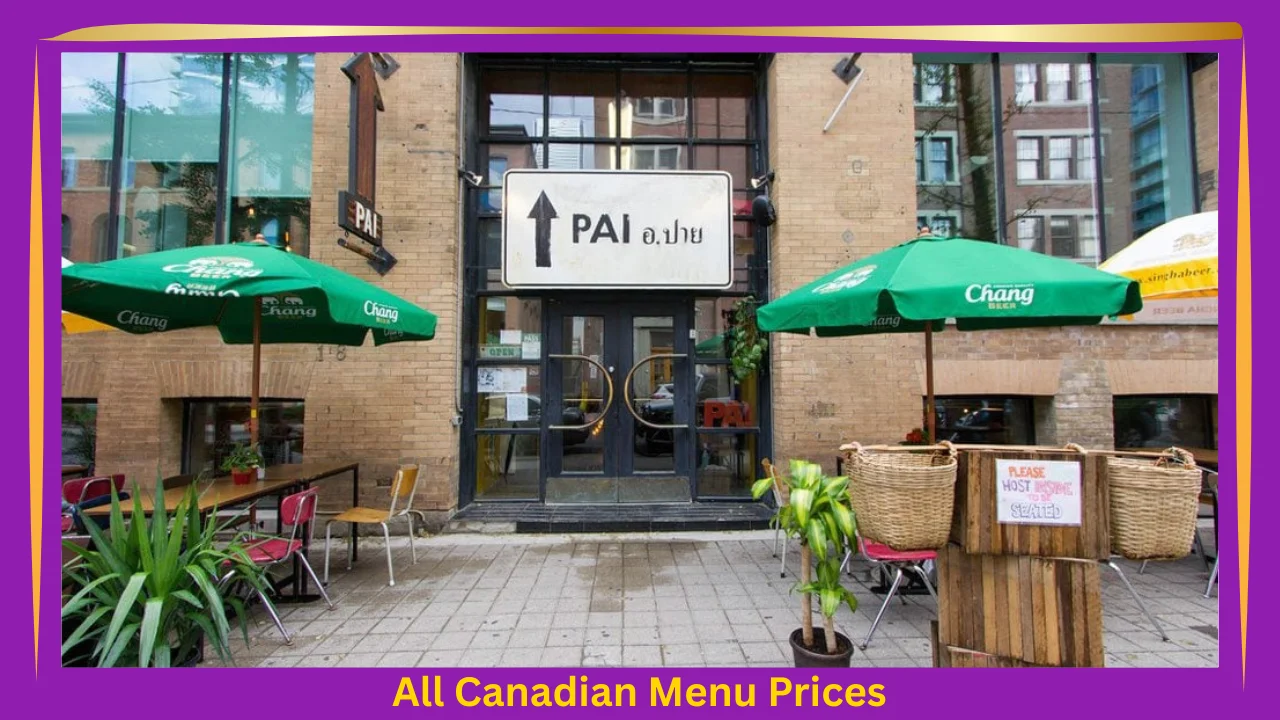 Pai Menu With Prices In Canada