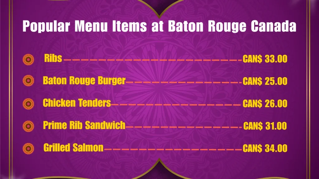 Baton Rouge Menu Prices In Canada 2 Most Popular Baton Rouge Menu Items in Canada