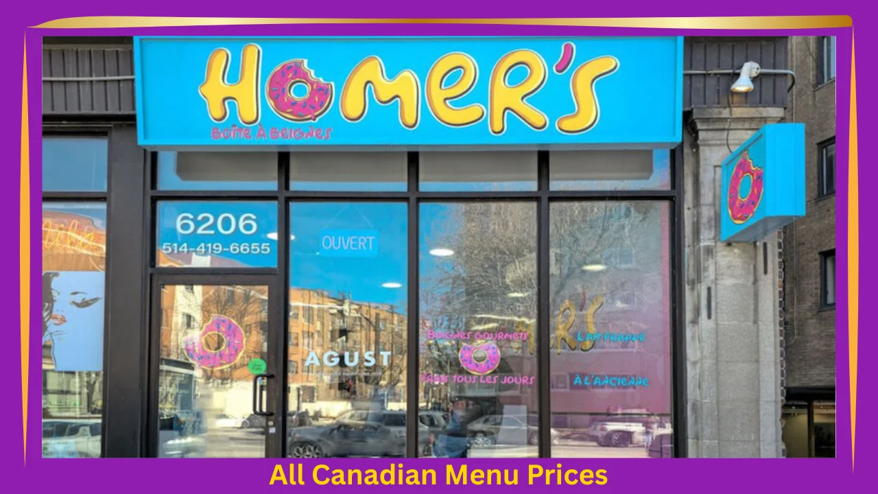 Homer's Donuts Menu Prices In Canada