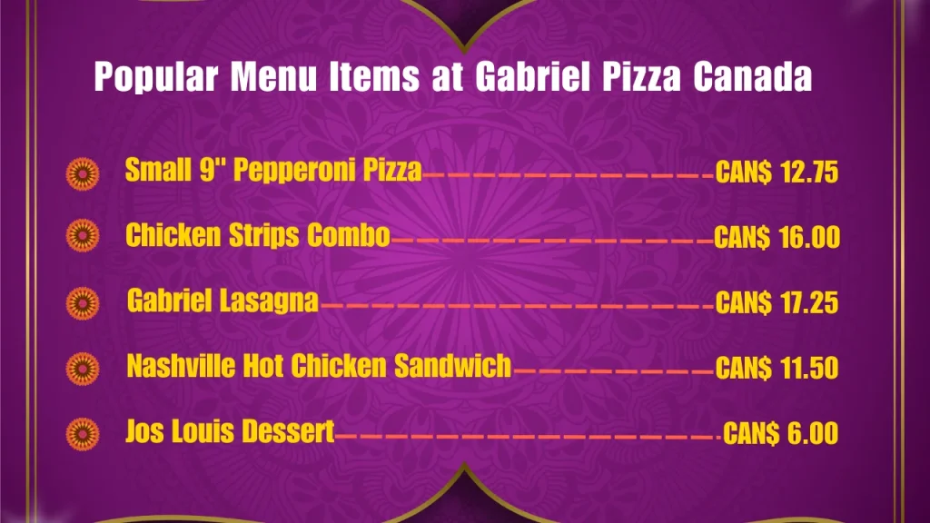 Gabriel Pizza Menu Prices In Canada 2 Most Popular Menu Items at Gabriel Pizza in Canada